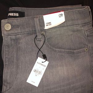 Express grey legging jean mid rise stretch